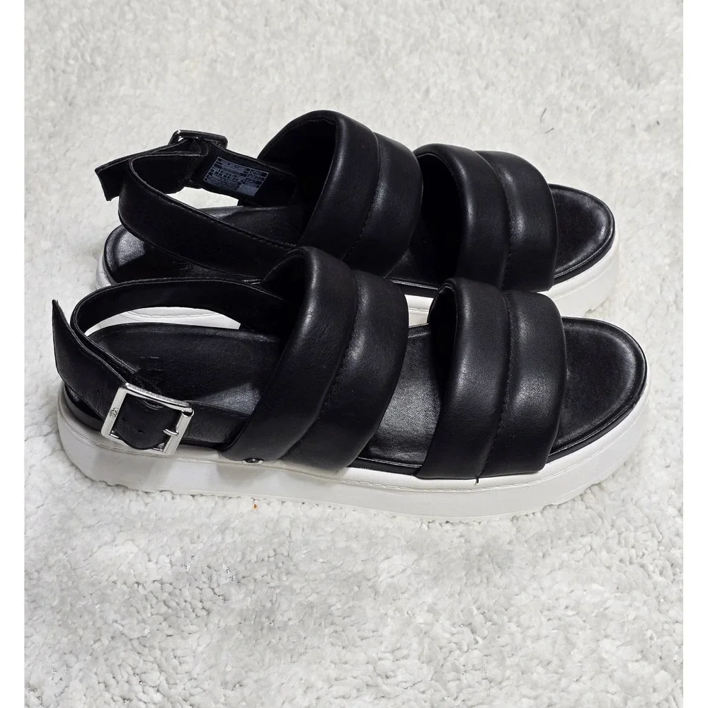 UGG‎ Ashton Slide Black Leather Puffy Platform Slingback Sandals 1124997 Mens 8